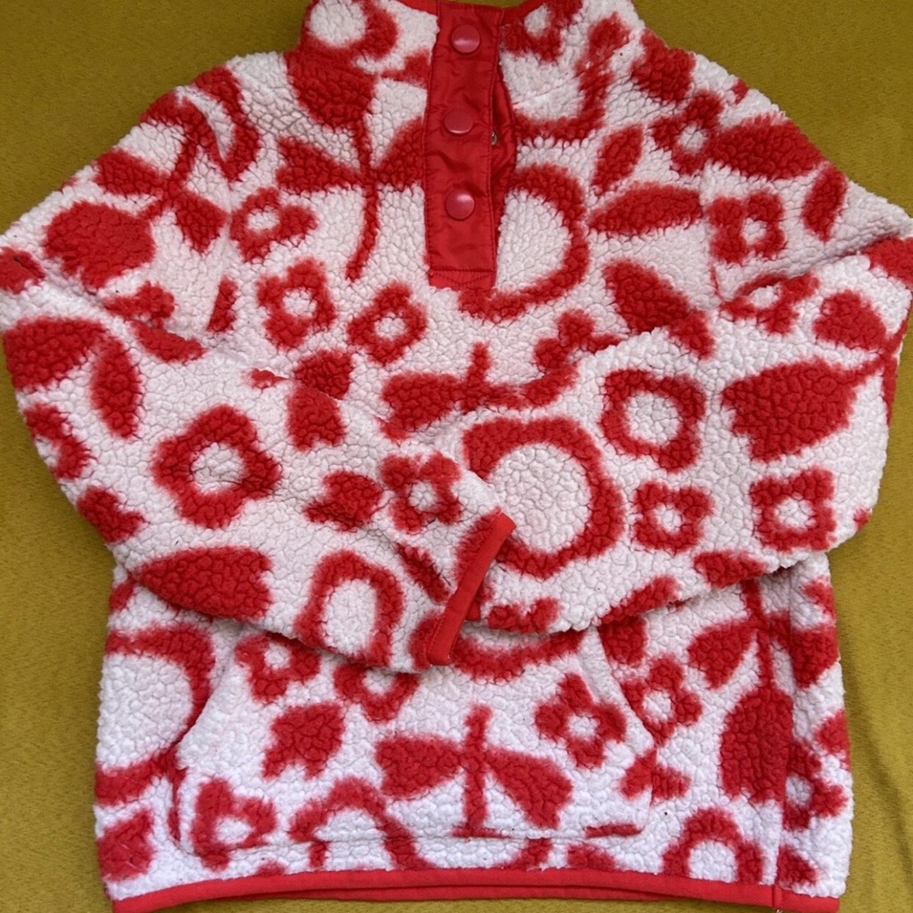 Cat & Jack Red and White Fleece Sweater